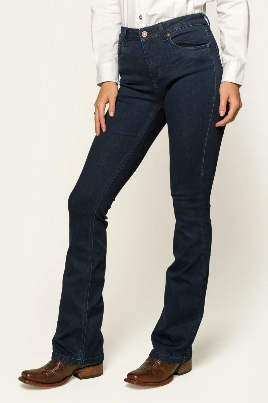 Katherine Womens Mid-Rise Bootleg Jeans - Indigo Blue Casual Distressed Skinny Jeans Katherine Womens Mid-Rise Bootleg Jeans - Indigo Blue Casual Distressed Skinny Jeans