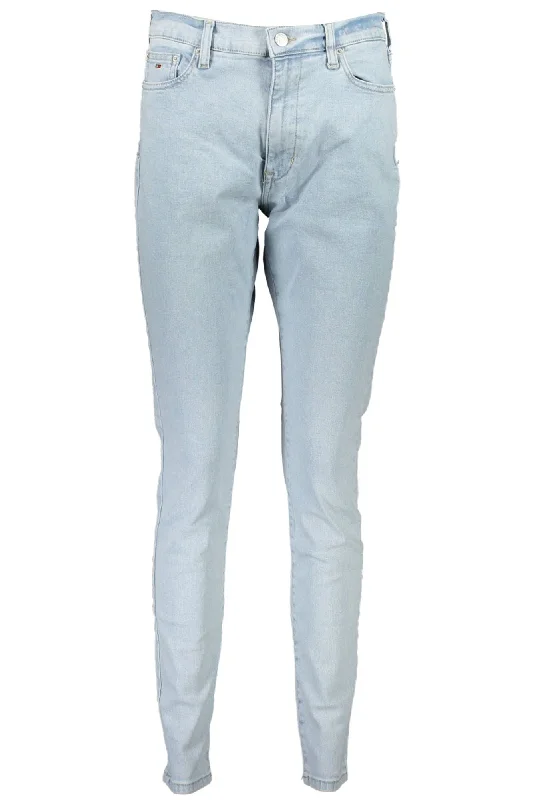 Light Blue Cotton Women Jeans Trendy Cut-Off Denim Shorts
