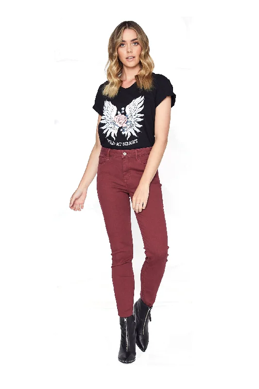 Denim Wine mid-high rise Jeans Trendy Classic Fit Jeans