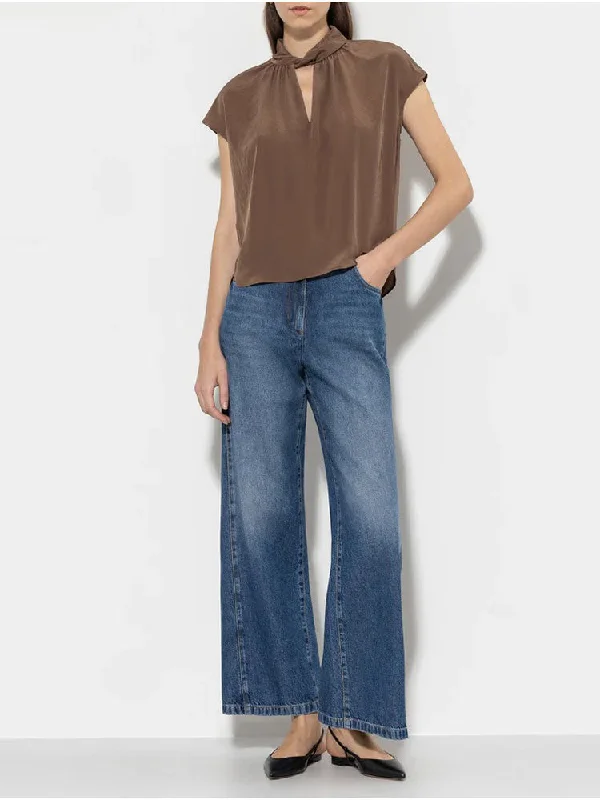 Luisa Cerano Wide Leg Jeans Denim Blue Comfortable Boyfriend Jeans