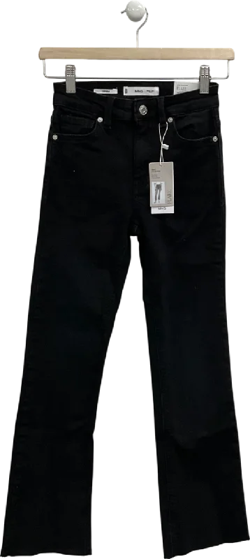 MANGO Black Sienna Mid Rise Flared Jeans UK 4 Fashionable Jeggings Style Jeans
