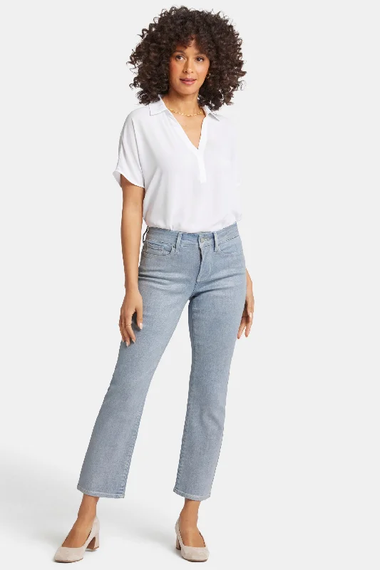 Marilyn Straight Ankle Jeans - Sparkling Lights Fashionable Distressed Jeans