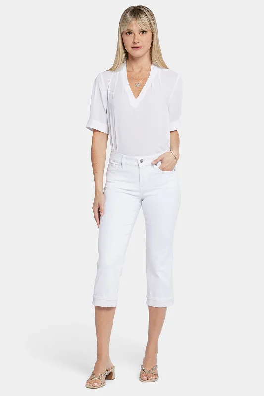 Marilyn Straight Crop Jeans - Optic White Comfortable Flare Leg Jeans