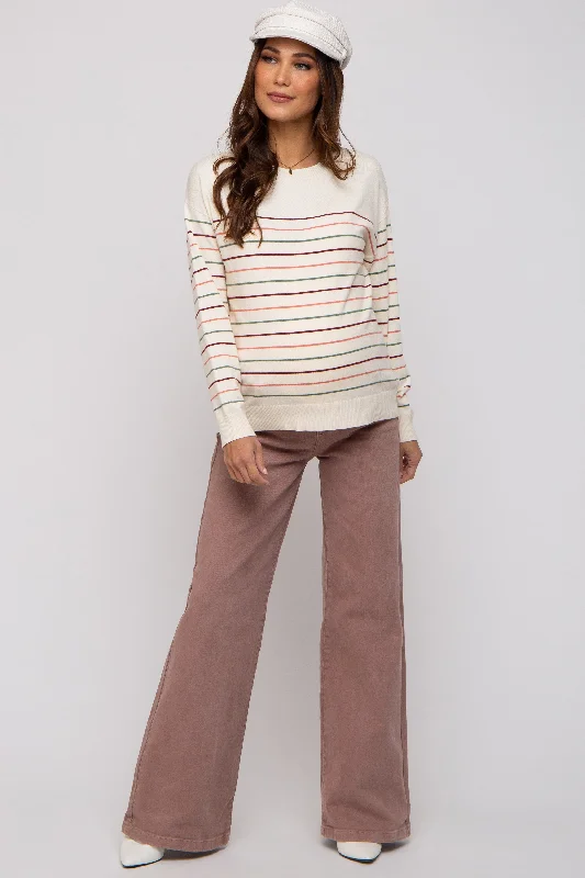 Mauve Wide Leg Maternity Jeans Fashionable Vintage Wash Jeans