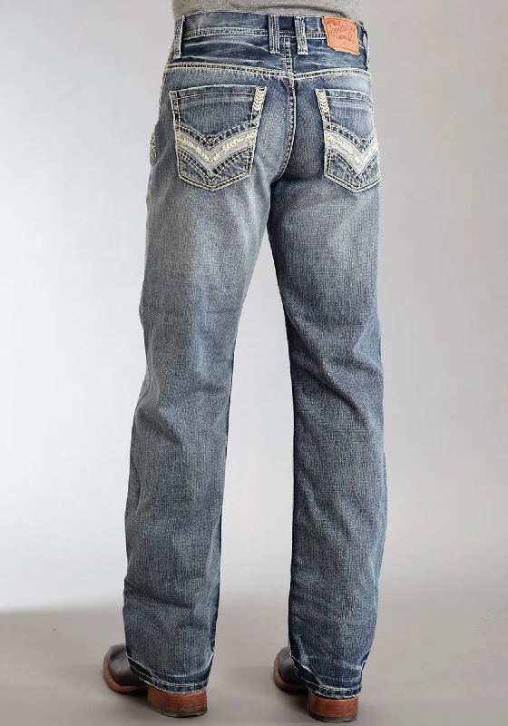 Mens Stetson Blue Cotton Blend Wrong Side Denim Straight Modern Fit Jeans Comfortable Full-Length Denim Jeans Mens Stetson Blue Cotton Blend Wrong Side Denim Straight Modern Fit Jeans Comfortable Full-Length Denim Jeans