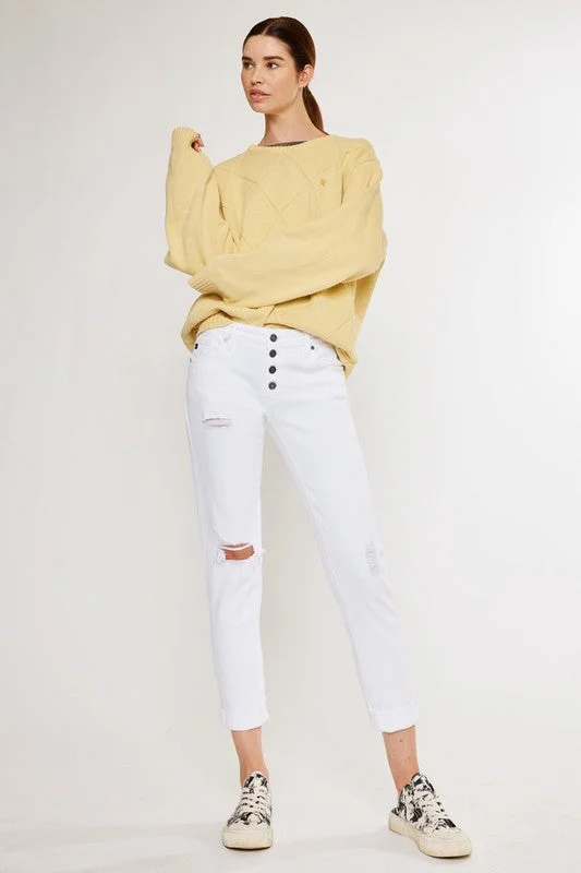 Mid Rise Girlfriend Fit Jeans Chic Dark-Wash Skinny Jeans