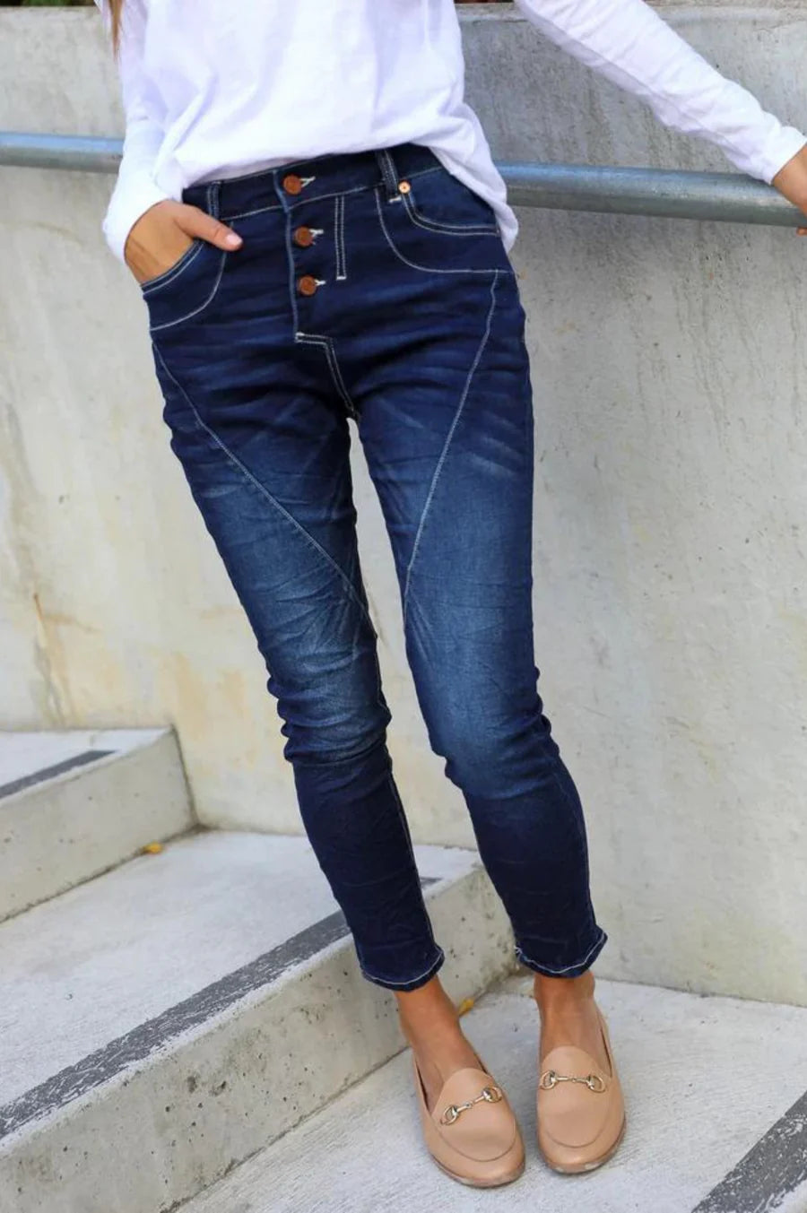 MONACO JASON JEANS - INK Stylish Shredded Denim Jeans