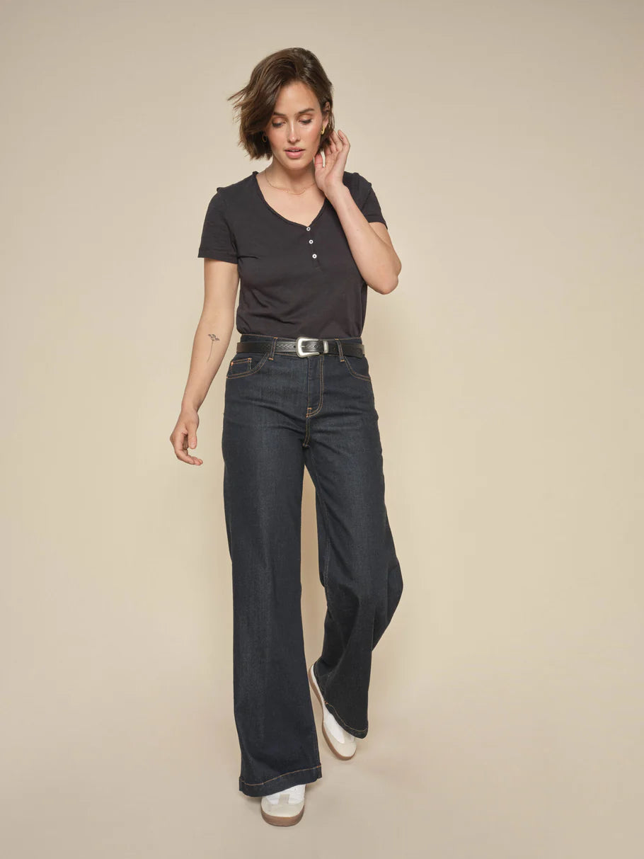 Mos Mosh Dara Deluxe Jeans-Dark Blue-166400 Elegant Bootcut Fit Jeans
