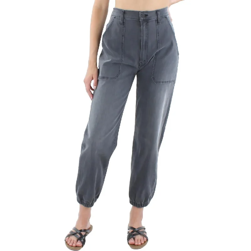 Mother Womens The Wrapper Patch High Rise Denim Jogger Jeans Chic Double Waistband Jeans Mother Womens The Wrapper Patch High Rise Denim Jogger Jeans Chic Double Waistband Jeans