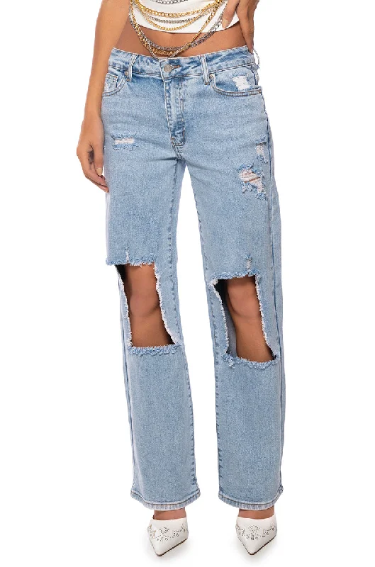 NO PROMISES LOW RISE DISTRESSED JEANS Comfortable Zip-Up Skinny Jeans
