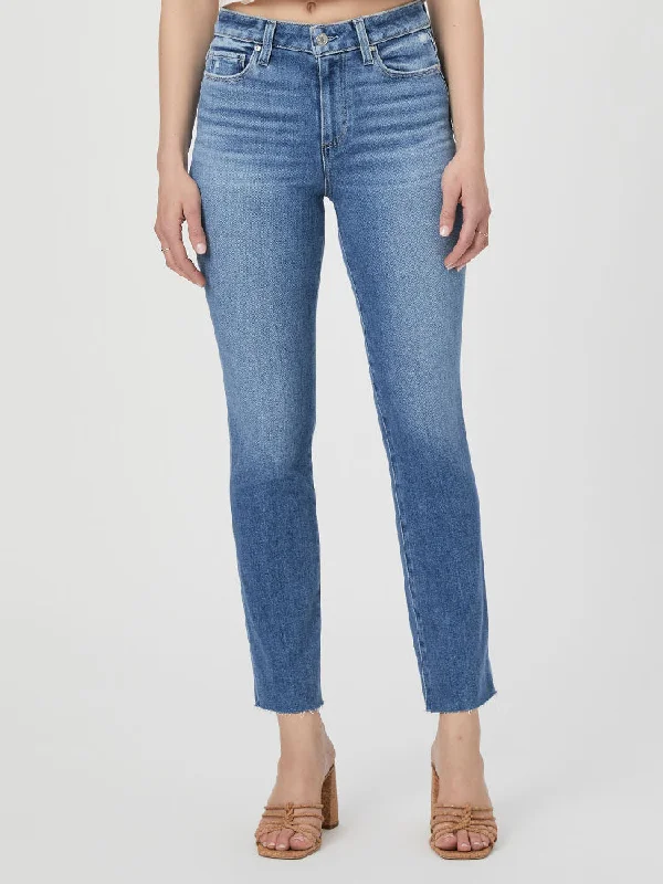 Paige Cindy Raw Hem Jeans Flamenco Distressed Classic Blue Denim Jeans