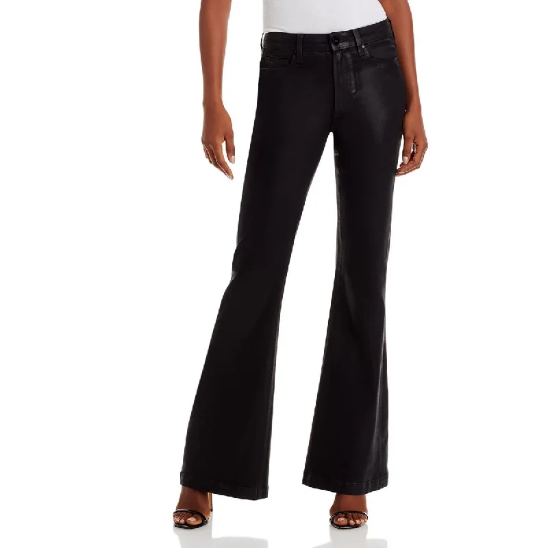 Paige Womens Genevieve Mid-Rise Coated Flare Jeans Fashionable Jeggings Style Jeans