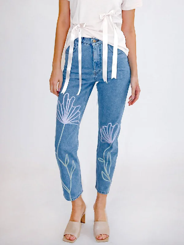 Primrose Patterned Jeans Stylish High-Waist Skinny Denim
