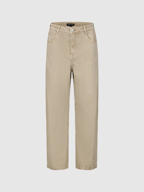 Regular Denim Jeans Fashionable Raw Edge Jeans