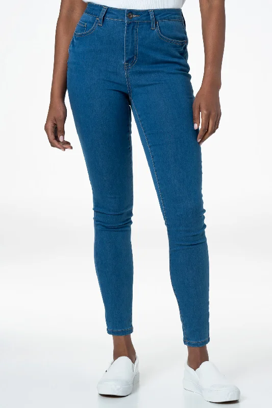 Rf01 Mid-Rise Skinny Jeans _ 140838 _ Mid Wash Trendy Wide-Legged High-Waist Jeans
