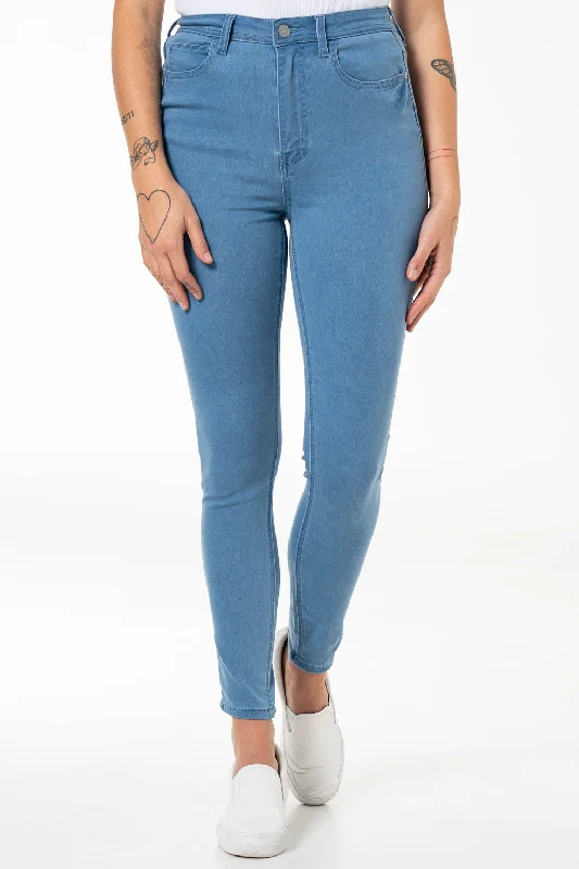 Rf09 Hi-Waisted Skinny Jeans _ 140836 _ Light Wash Comfortable Drawstring Waist Jeans