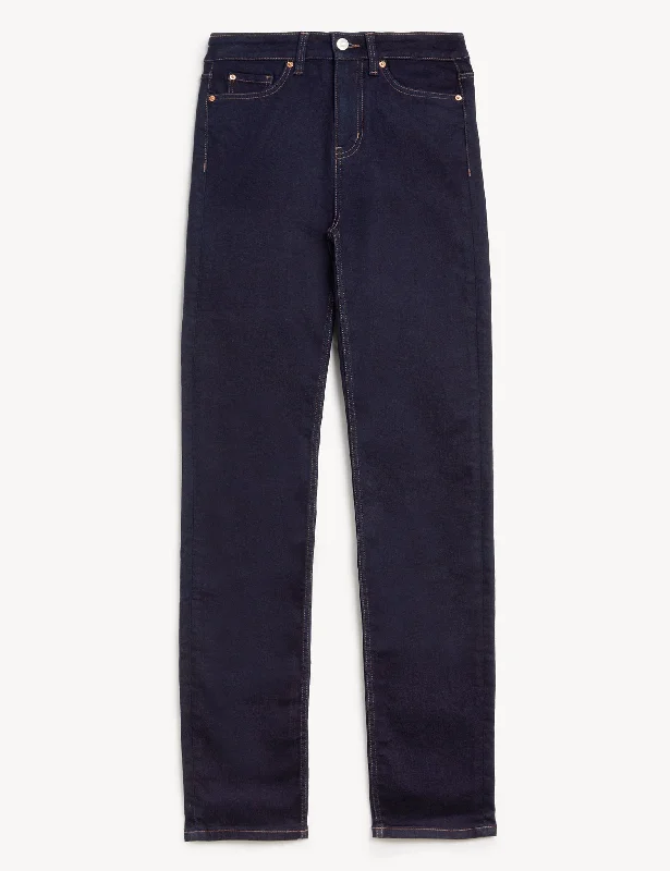 Sienna Straight Leg Jeans with Stretch Trendy Pleated Waist Jeans