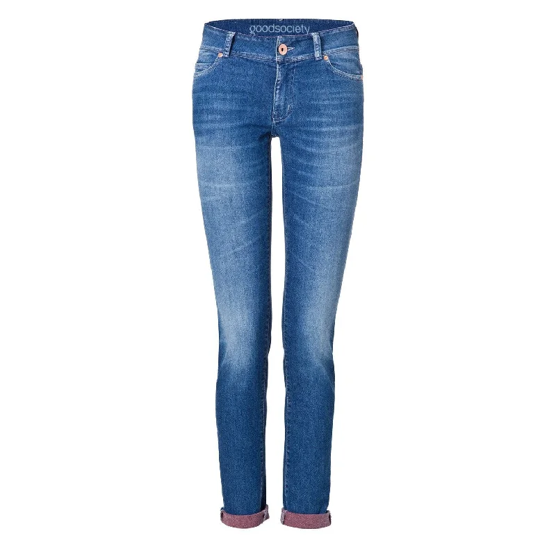 Womens Slim Jeans - Harrow Red Back Classic Black Denim Jeans