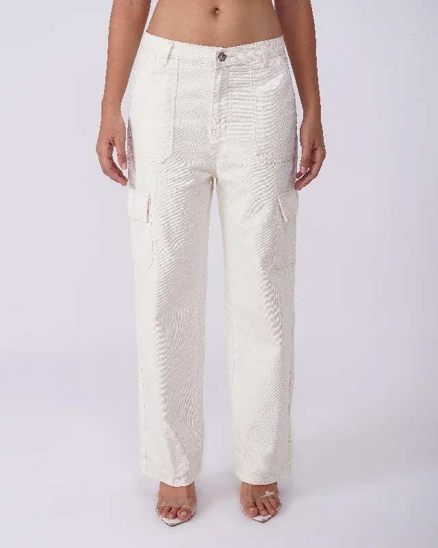 SOLID CARGO JEANS Stylish High-Rise Mom Jeans