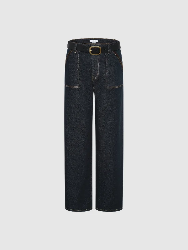 Straight Denim Jeans Classic Black Denim Jeans