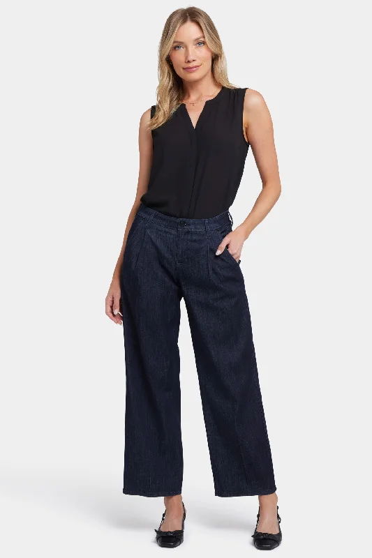 Teresa Wide Leg Ankle Jeans - Rinse Cozy Tencel Blend Denim Jeans