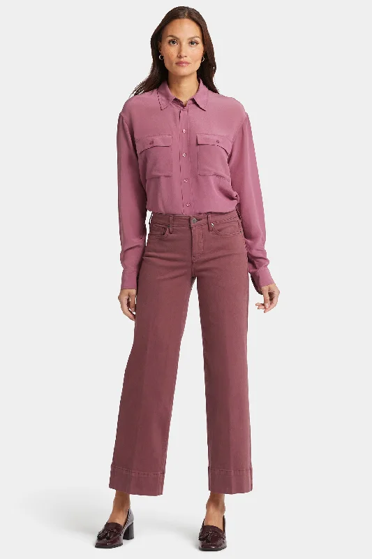 Teresa Wide Leg Ankle Jeans - Tavern Comfortable Jogger Style Jeans