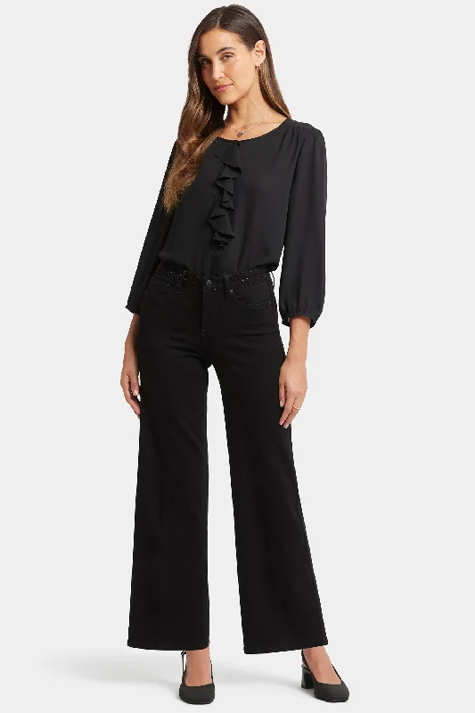 Teresa Wide Leg Jeans - Black Rinse Comfortable Ankle Jeans