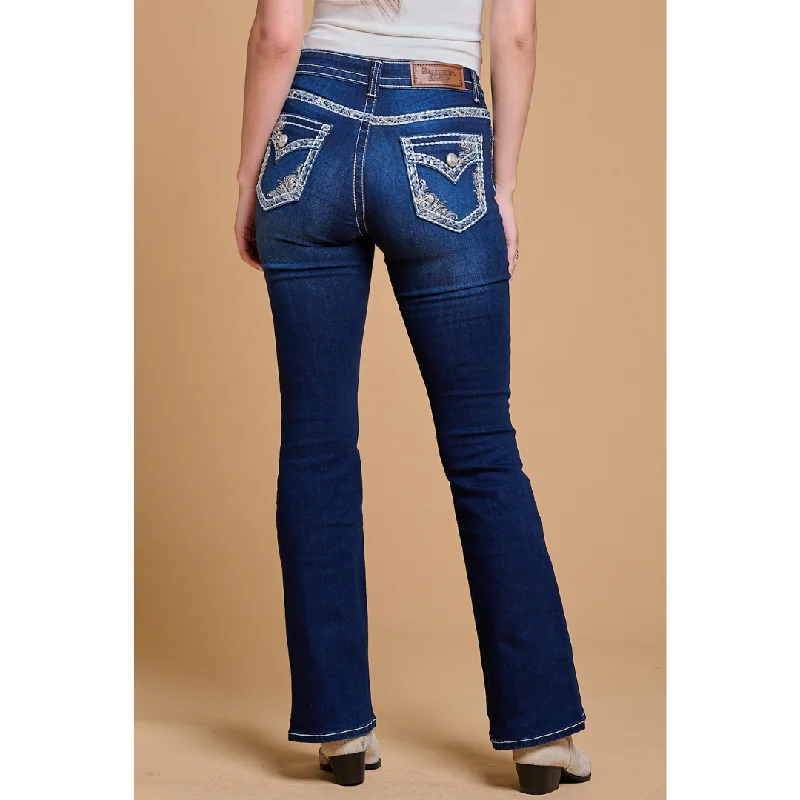 Westfield Eagle Women's Embroidered Flare Bling Jeans Elegant Wide-Leg Jeans