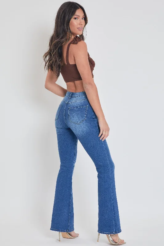 Women's Essential Non-Distressed Flare Jeans Stylish Acid-Wash Jeans