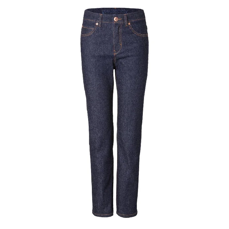 Womens High Waist Straight Jeans - Raw One Wash Trendy Skinny Fit Jeans