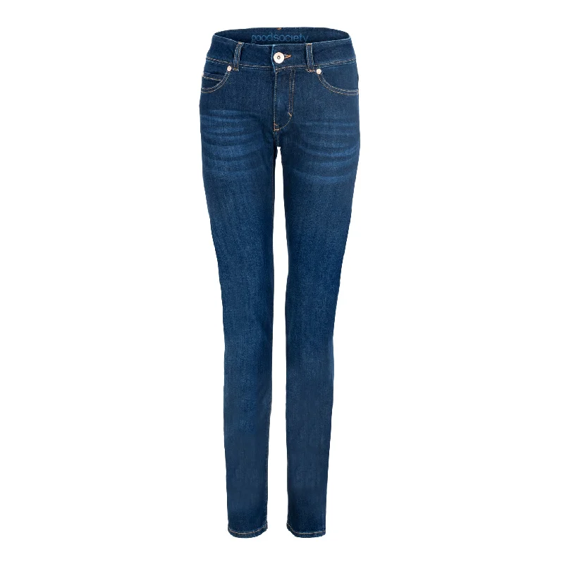 Womens Slim Jeans - Kyanos Trendy Button-Up High-Waist Jeans