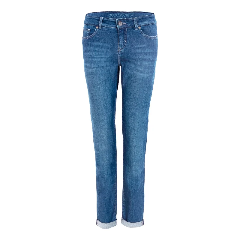 Womens Slim Tapered Cropped Jeans - Harrow Fashionable Vintage Wash Jeans