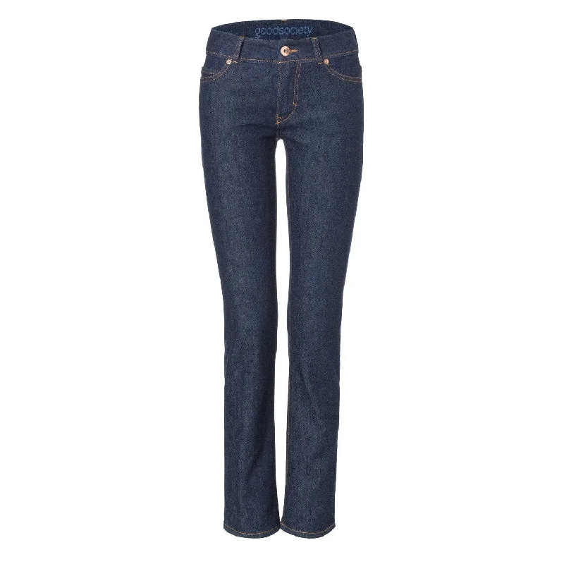Womens Straight Jeans - Raw One Wash Fashionable Button-Front Jeans