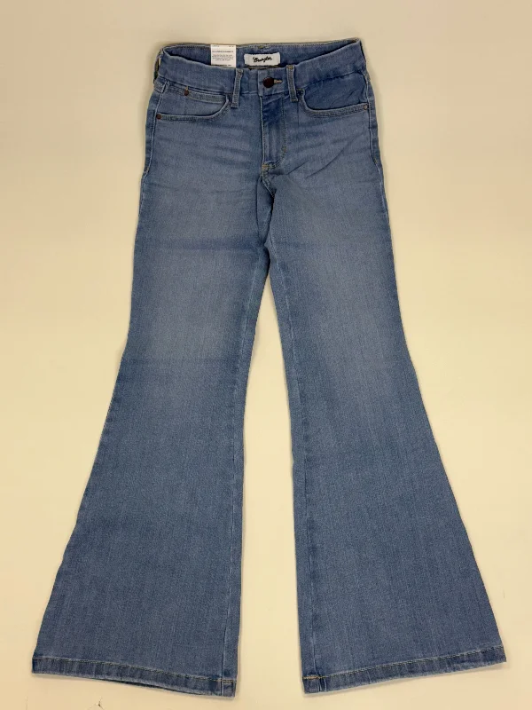 WOMENS WRANGLER BESPOKE FLARE JEANS LIGHT WASH Trendy Paperbag Waist Jeans