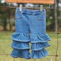 Wrangler Baby Tiered Flare Jeans Fashionable Distressed Jeans