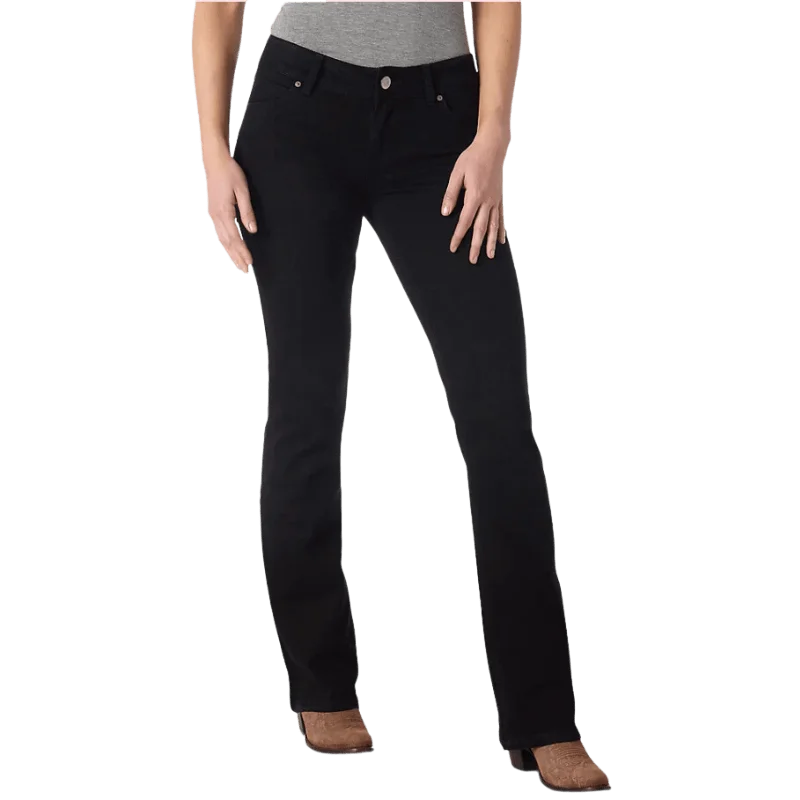 Wrangler Women's Black Bootcut Jeans 09MWZBK Cozy Relaxed Fit Jeans