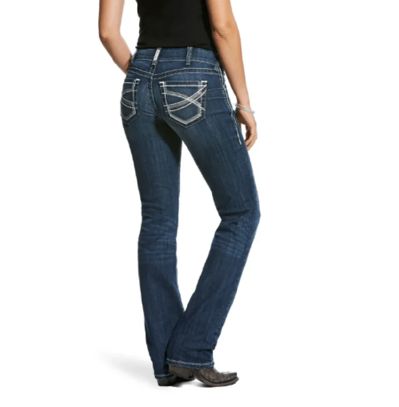 Ariat Womens R.E.A.L Mid Rise Straight Leg Jeans Casual Wide-Legged Denim Jeans