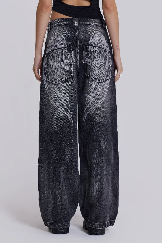 Black Ethereal Colossus Jeans Chic Cropped Jeans