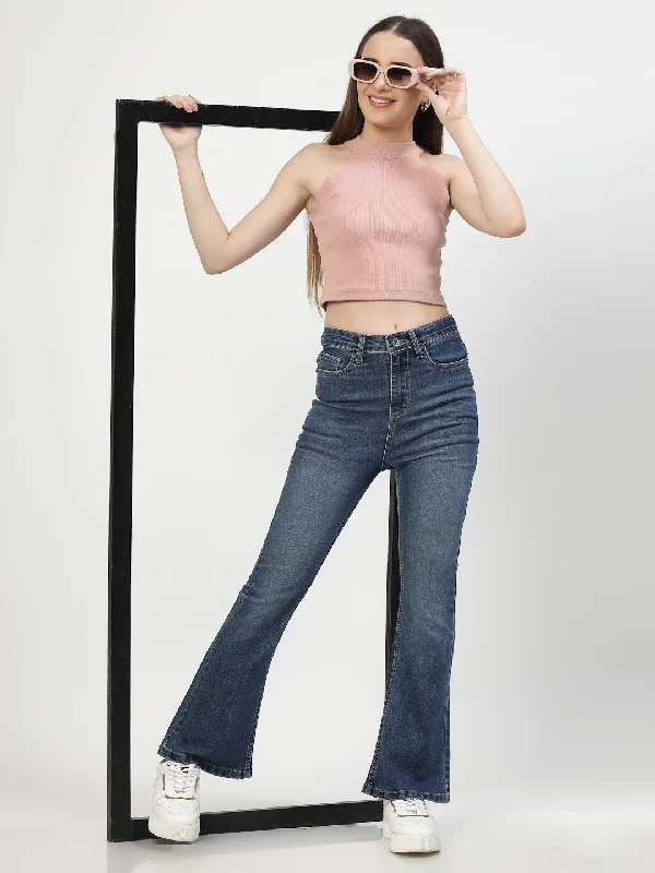 Bootcut Light Fade Stretchable Jeans Trendy Plus Size Jeans