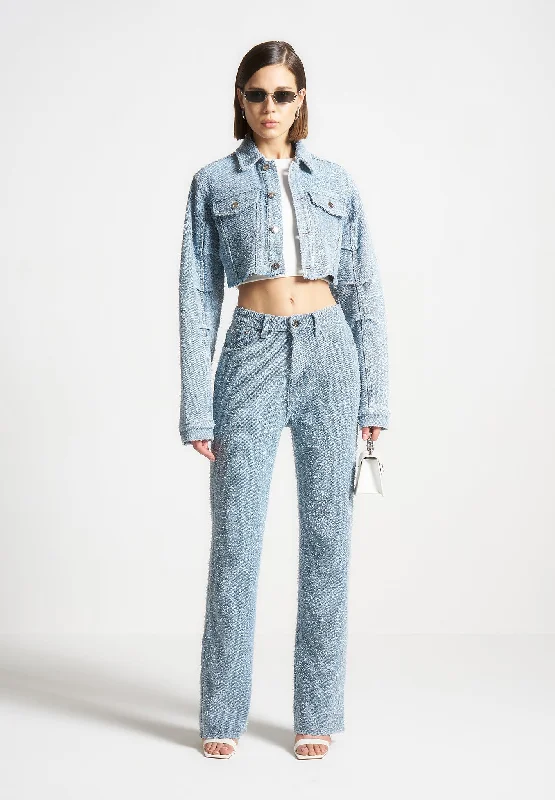 Boucle Denim Boyfriend Jeans - Light Blue Trendy Bootcut High-Waisted Jeans