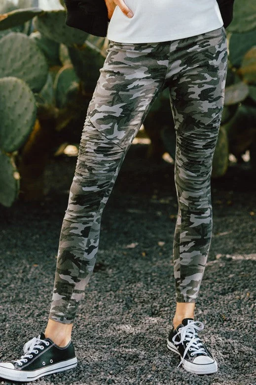 Camo Moto Jeans-Grey Fashionable Cropped Denim Jeans