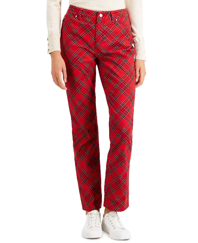 Charter Club Lexington Tummy Control Plaid Straight Leg Jeans Fashionable Jeggings Style Jeans