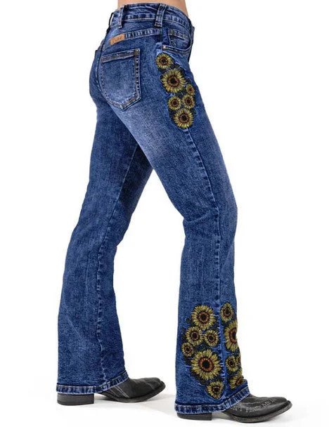 Cowgirl Tuff Sunflower Jeans Elegant Dark-Wash Bootcut Jeans