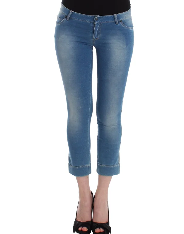 Ermanno Scervino Chic Blue Capri Jeans for Elegant Summers Trendy Flared Leg Jeans