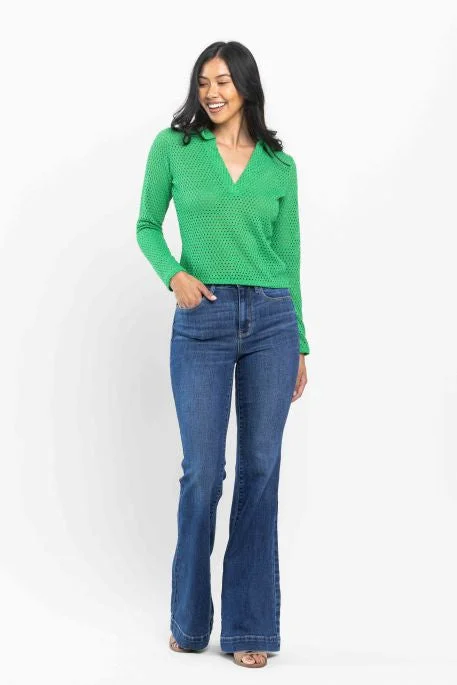 Francesca Wide Hem Flare Jeans Comfortable Low-Rise Jeans