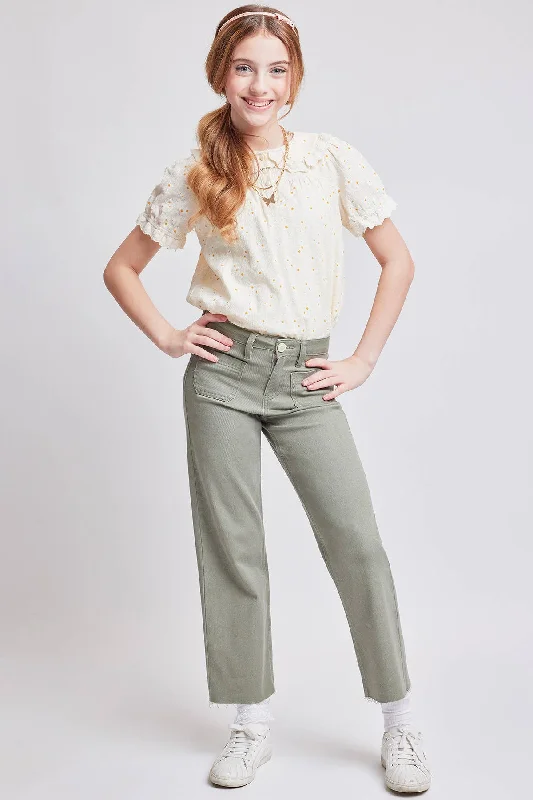 YMI | Girls Wide Leg Olive Jeans Trendy Vintage Denim Jeans