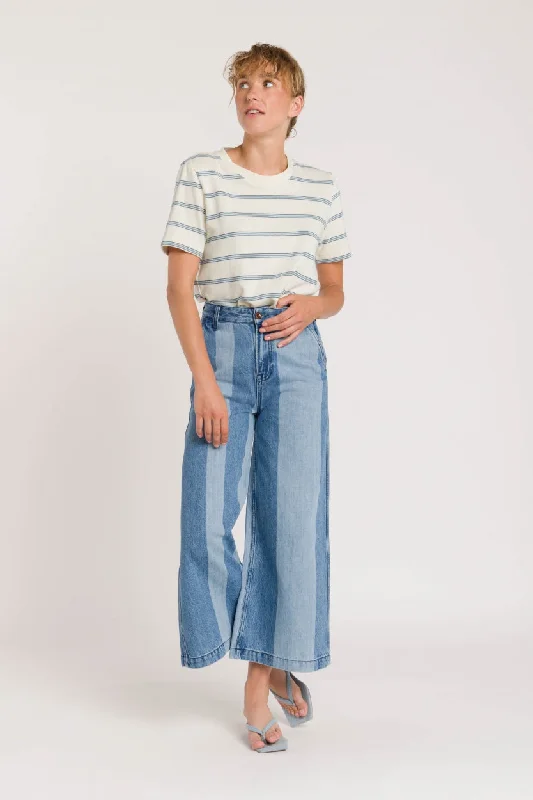 Lilibet Cropped Jeans Blue Reef Panel Comfortable Low-Rise Jeans