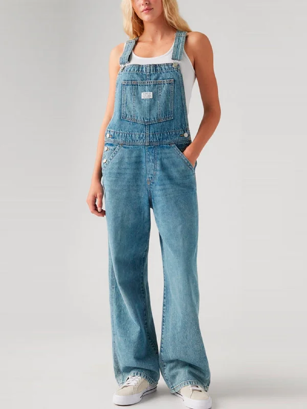 FL Baggy Overall Jeans Comfortable Dark Wash Jeans