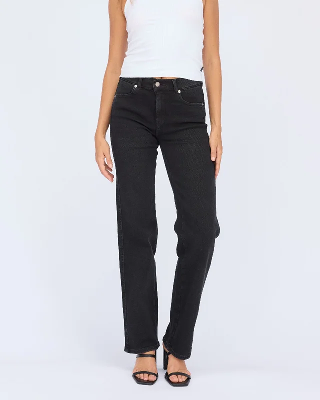 Lexy Straight Jeans - Black Mist Stylish Cargo Style Jeans