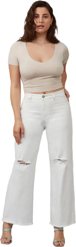 Milan High Rise Wide Leg Jeans - Women's|-|Jean à jambe large à taille haute Milan - Femme Casual High-Waisted Bootcut Jeans